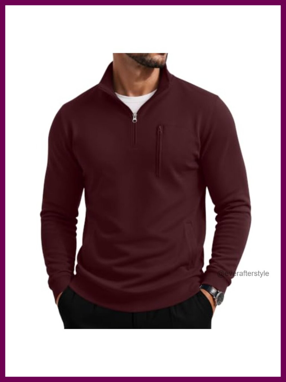 Mens Quarter Zip Pullover Cotton Spandex Sweater Golf Casual